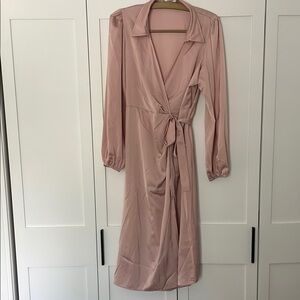 Elegant Pink Wrap Dress